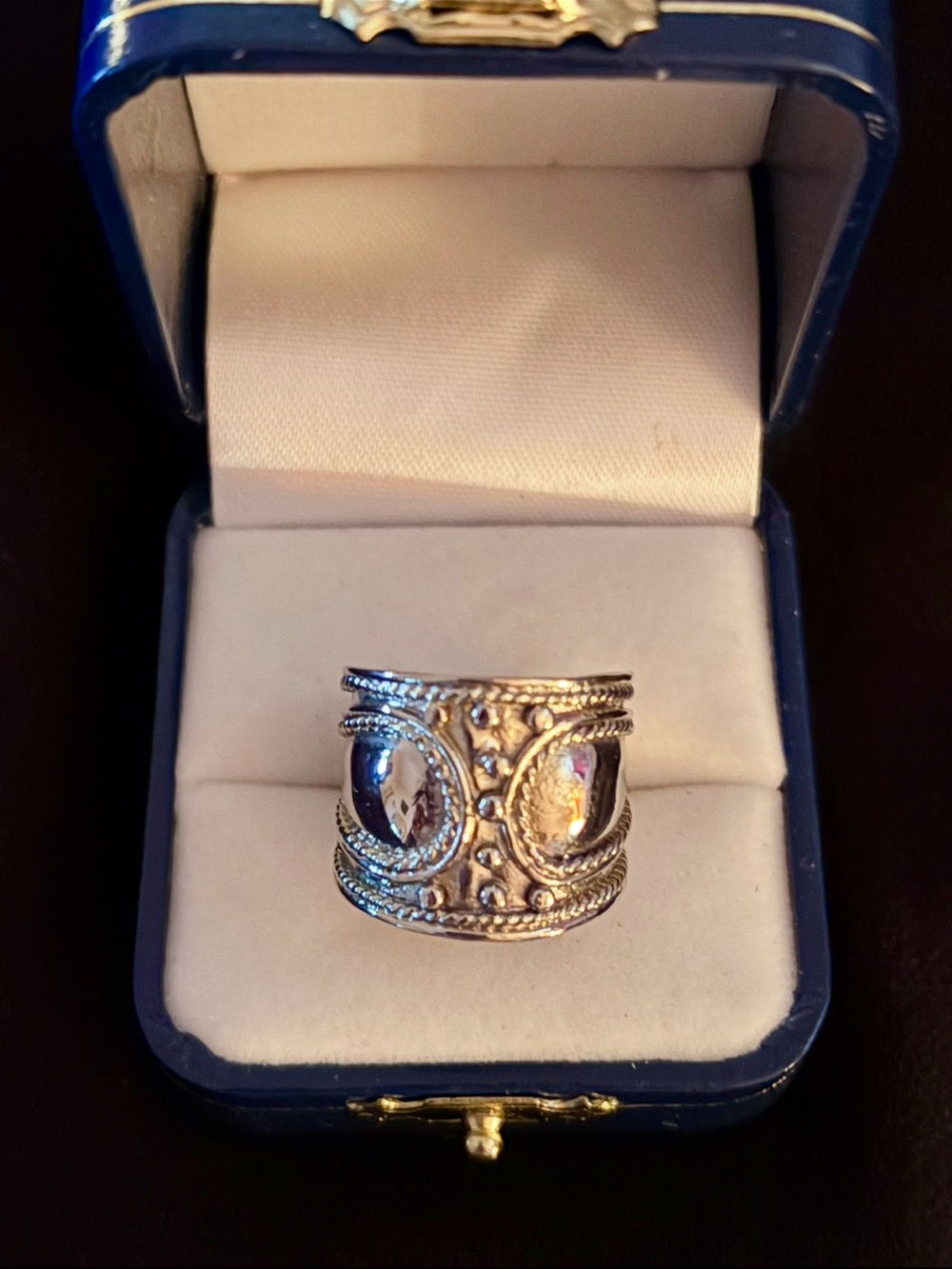 New Designer Ornate Wide Band Ring in Silver